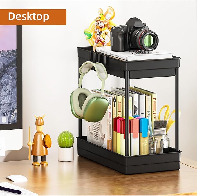 2 Pack Under Sink Storage Shelf – 2-Tier Kitchen & Bathroom Organizer, Multi-Purpose Floor Mount Storage, Rust-Proof & Stackable, Black Buy Now