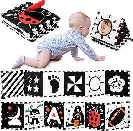 Baby Toys 0-6 Months – Black & White Sensory Book for Brain Development, Tummy Time & Early Learning Buy Now